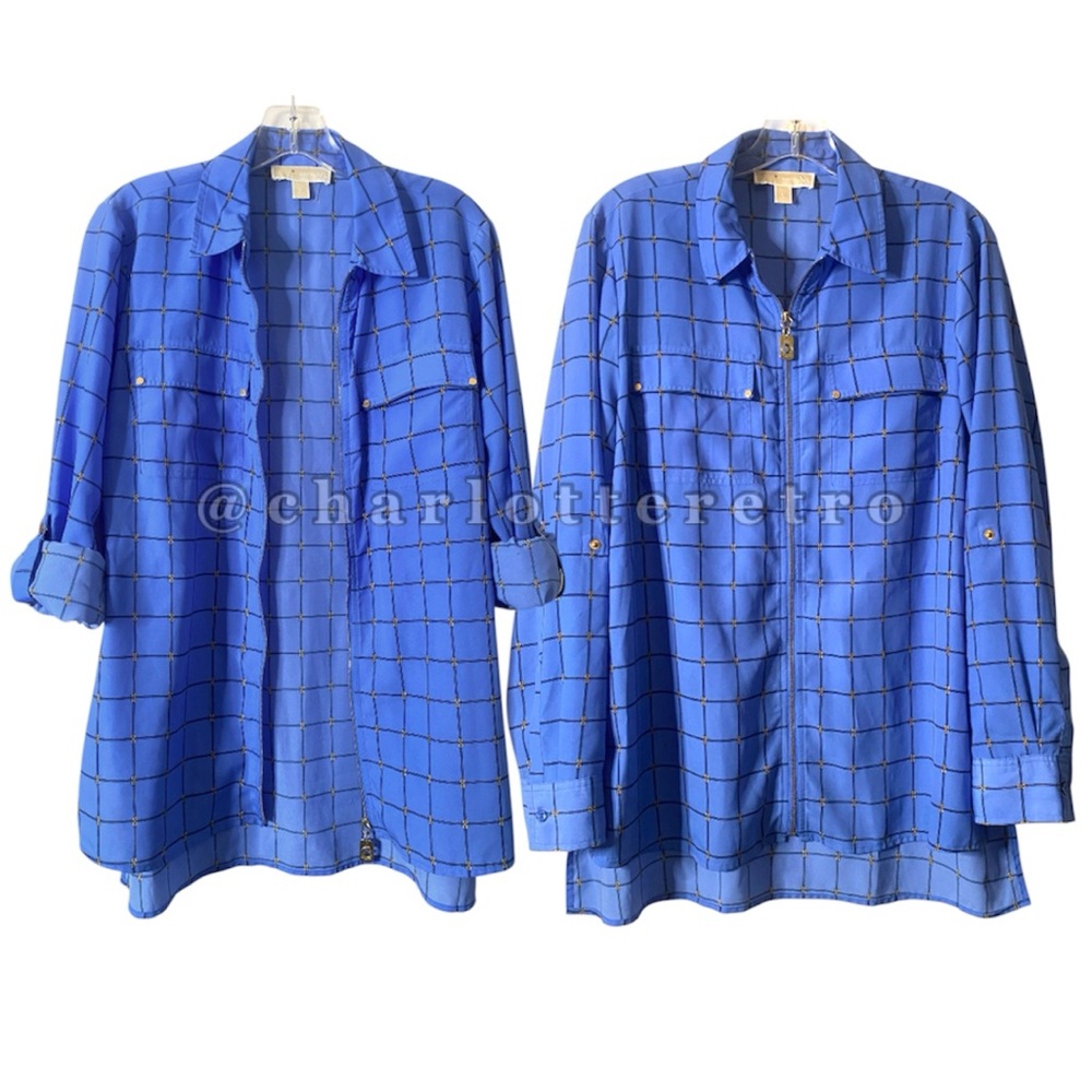MIchael Kors • Chain Link Window Plaid Full Zip Shacket - Picture 10 of 10